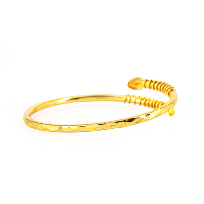 Gold Plated Leaf Adjustable Temple Bangle Bracelet for Women