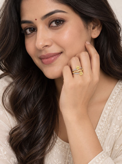 Gold Plated AD Finger Ring for Women