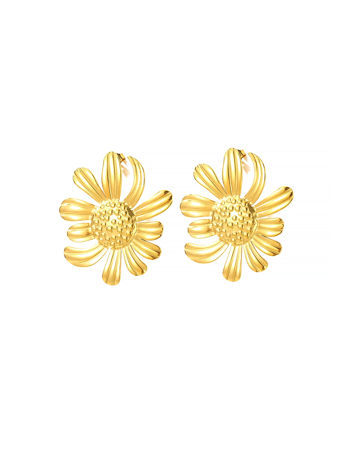 Stainless Steel Anti Tarnish Floral Stud Earrings