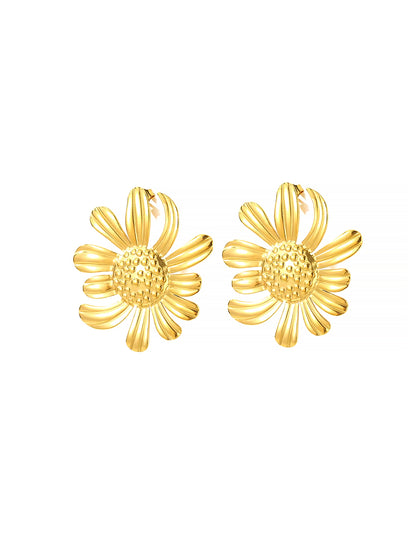Stainless Steel Anti Tarnish Floral Stud Earrings