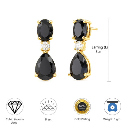Gold Plated AD Teardrop Earrings for Women