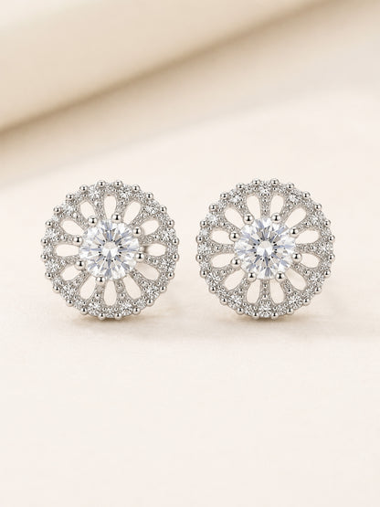 Rhodium Plated AD Stud Earrings for Women