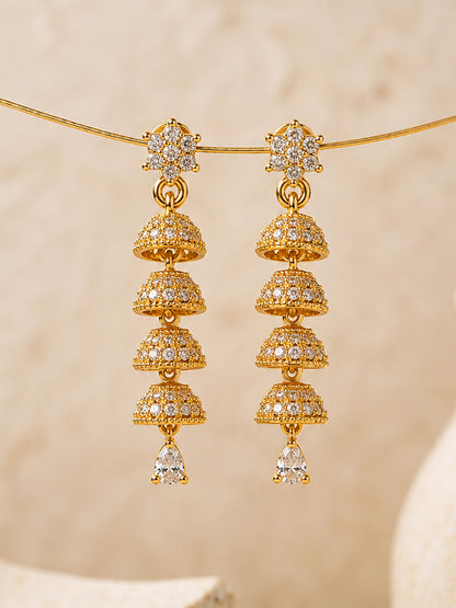 Gold Plated AD Drop Jhumka for Women