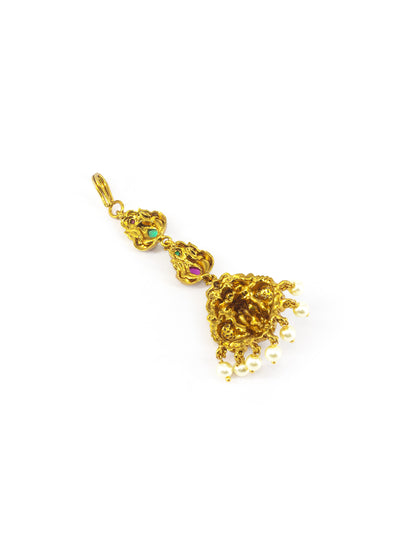 Gold Plated AD Temple Traditional Maang Tikka for Women