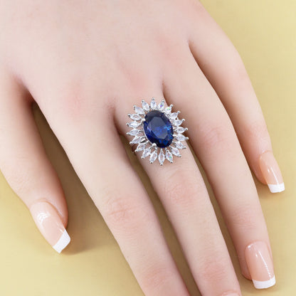 Silver Plated Blue AD Finger Ring for Women