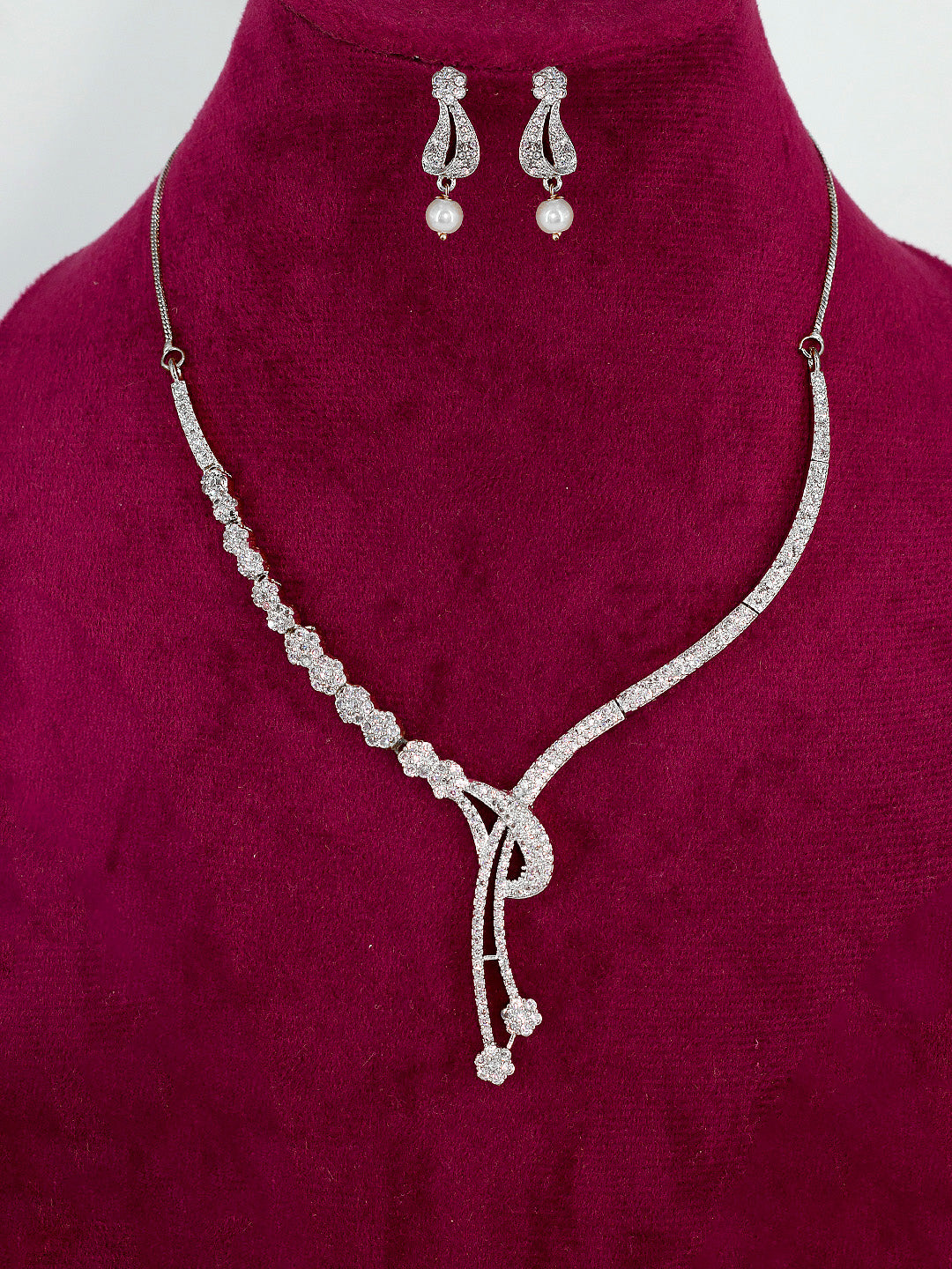 American Diamond Y-Shaped Designer Jewellery Set