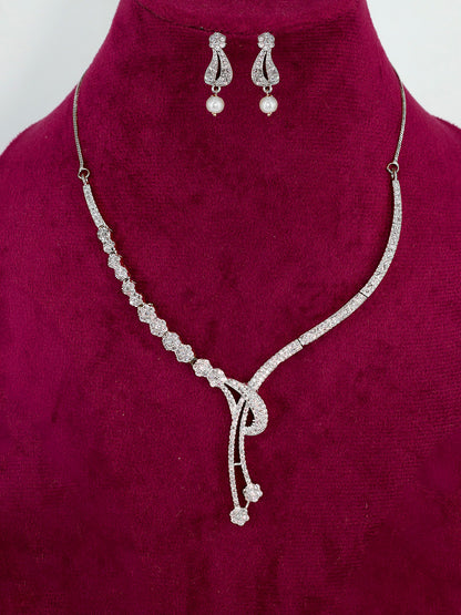 American Diamond Y-Shaped Designer Jewellery Set