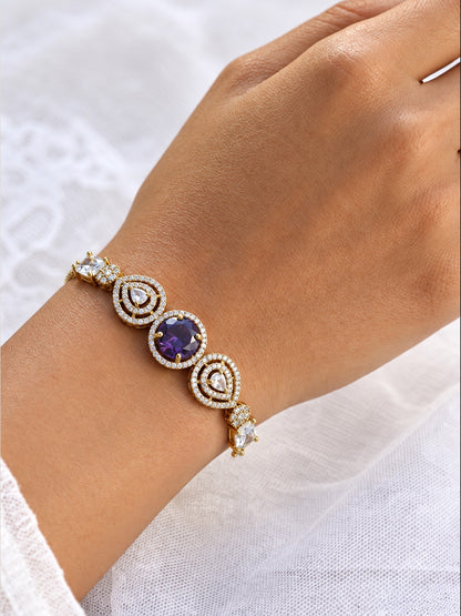 Antique Gold Plated Purple AD Bracelet for Women