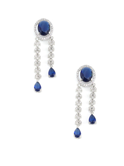 Silver Plated Blue AD Statement Jewellery Set