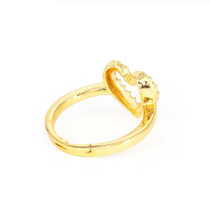 Gold Plated AD Heart Finger Ring for Women