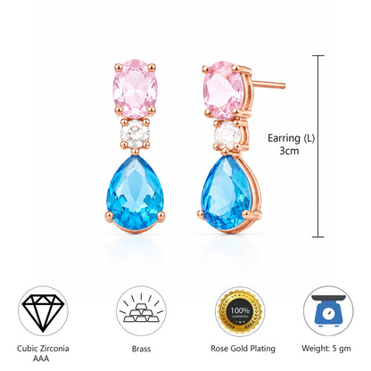 Rose Gold Plated AD Teardrop Earrings for Women