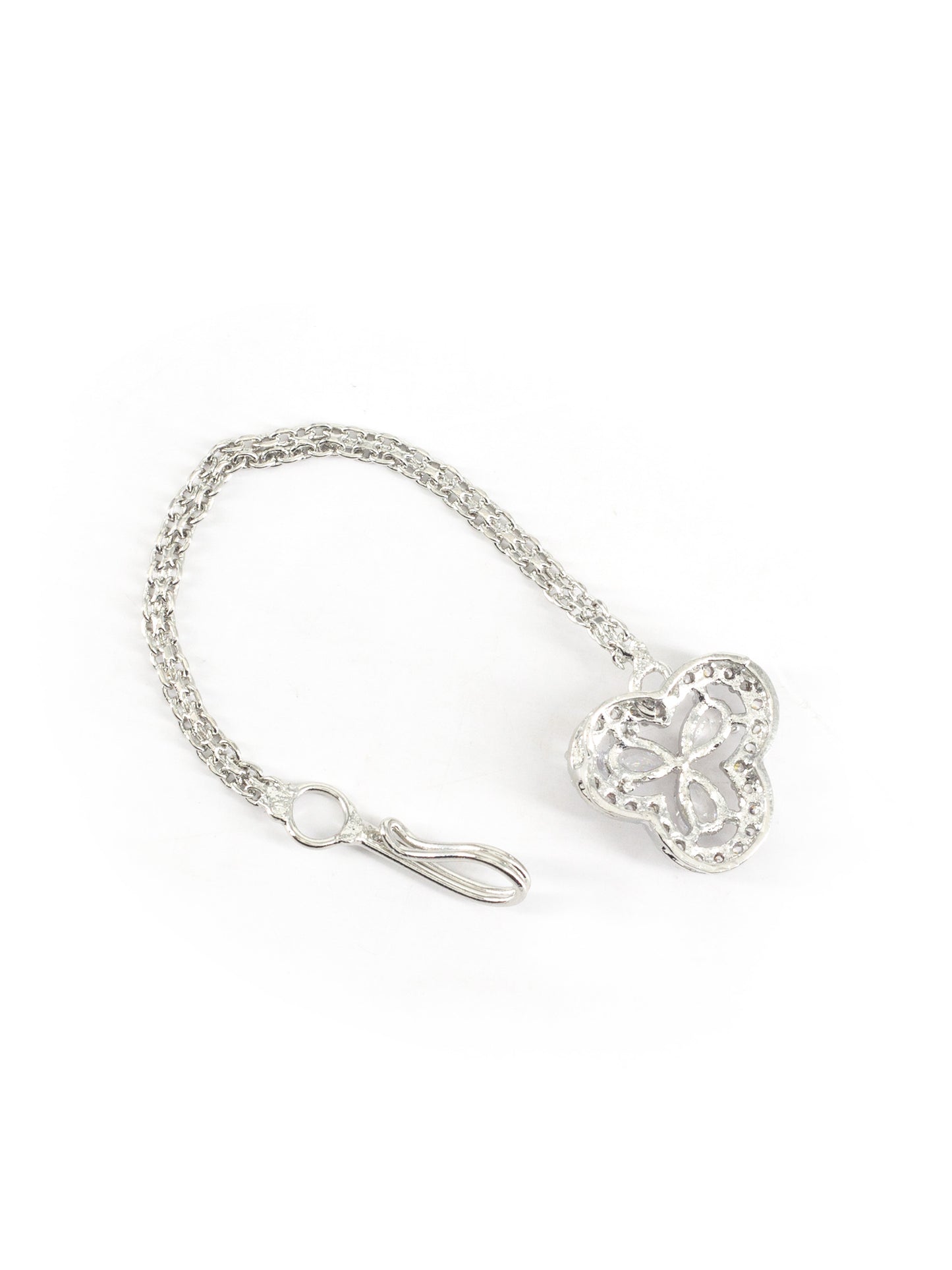 Silver Plated Floral AD Maang Tikka for Women