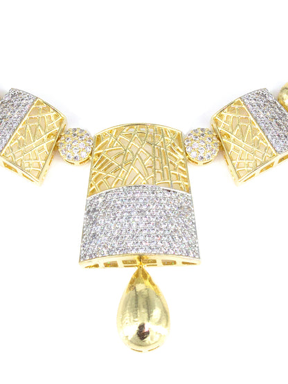 Gold Plated AD Cocktail Jewellery Set For Women