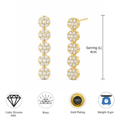 Gold Plated AD Floral Drop Earrings for Women