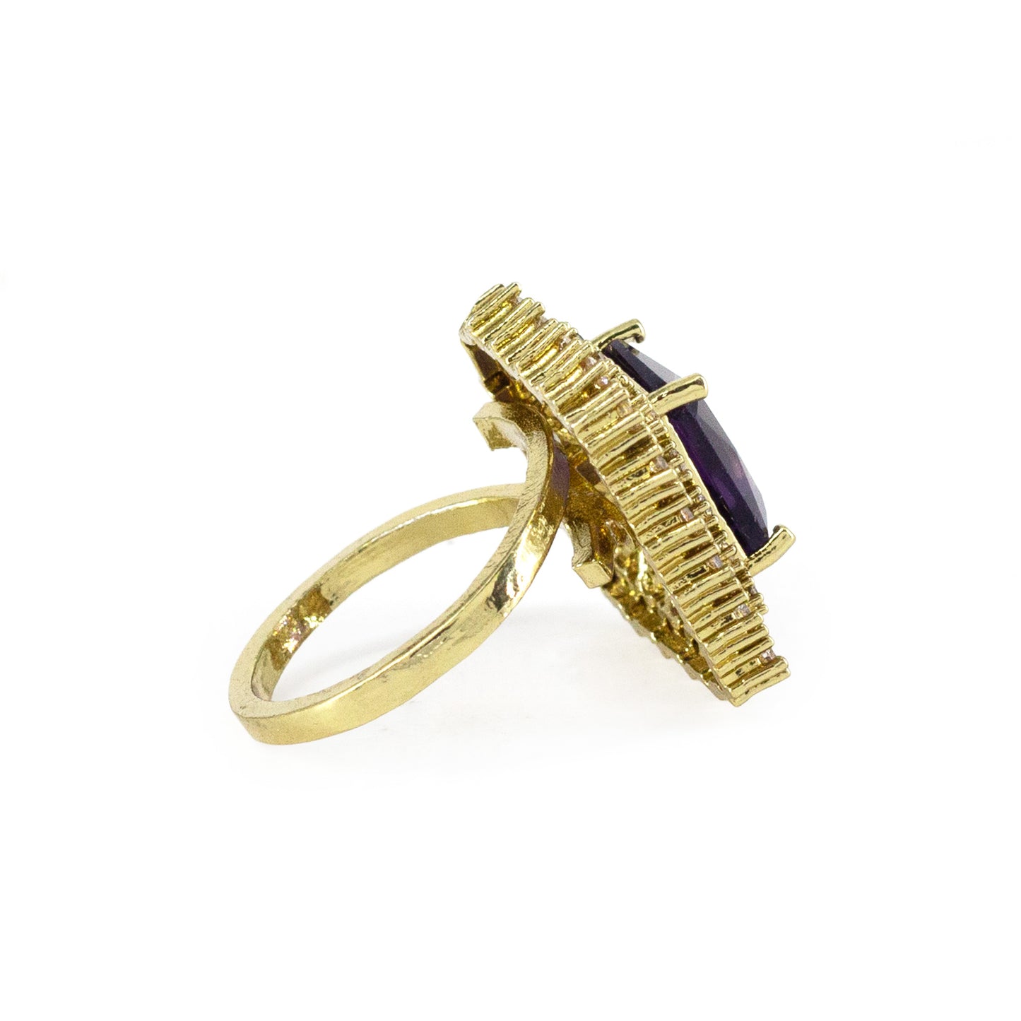 Gold Plated Purple AD Adjustable Ring for Women