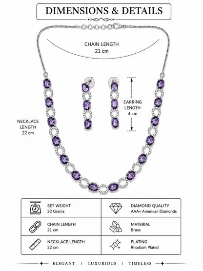Silver Plated Purple AD Choker Set for Women