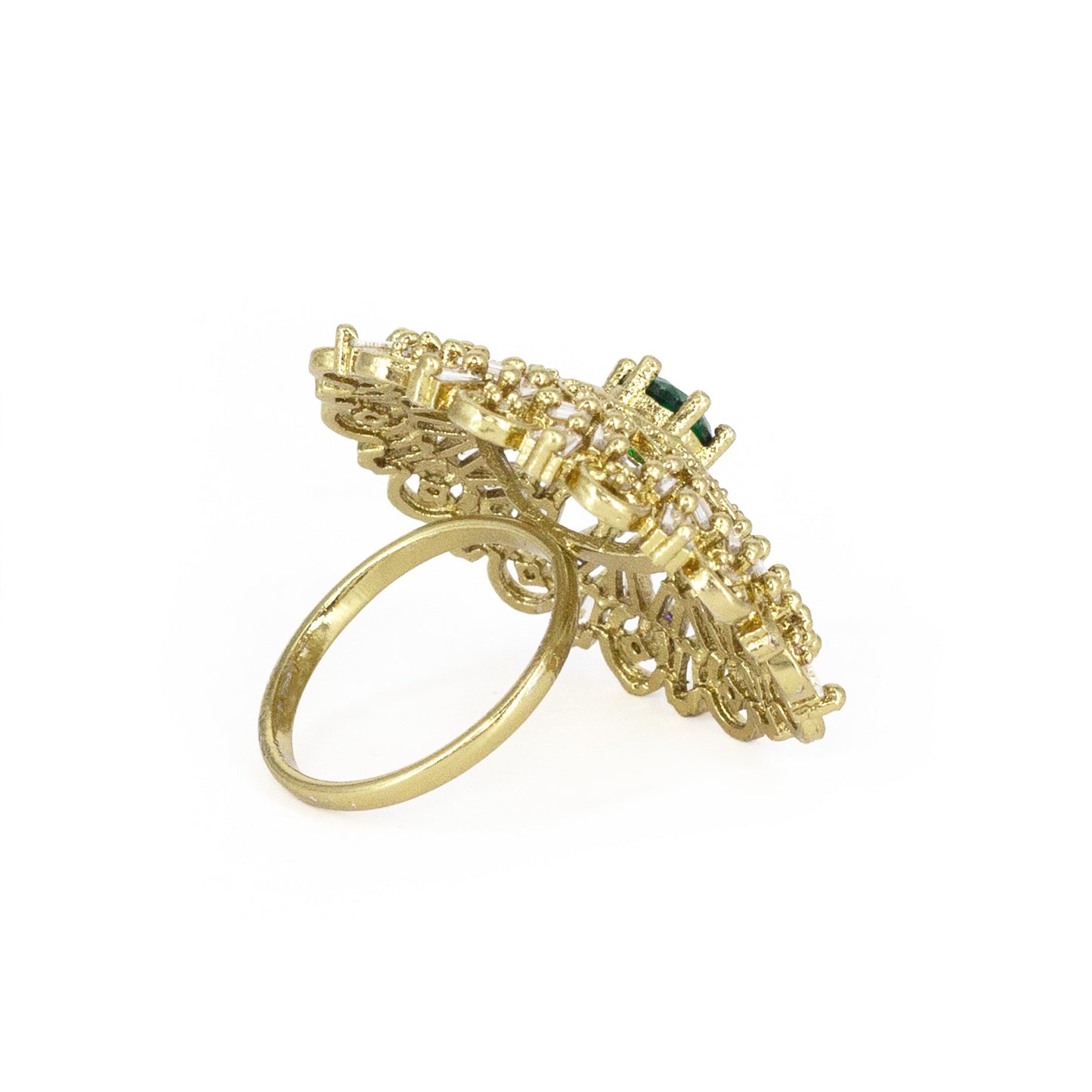 Gold Plated Green AD Finger Ring for Women