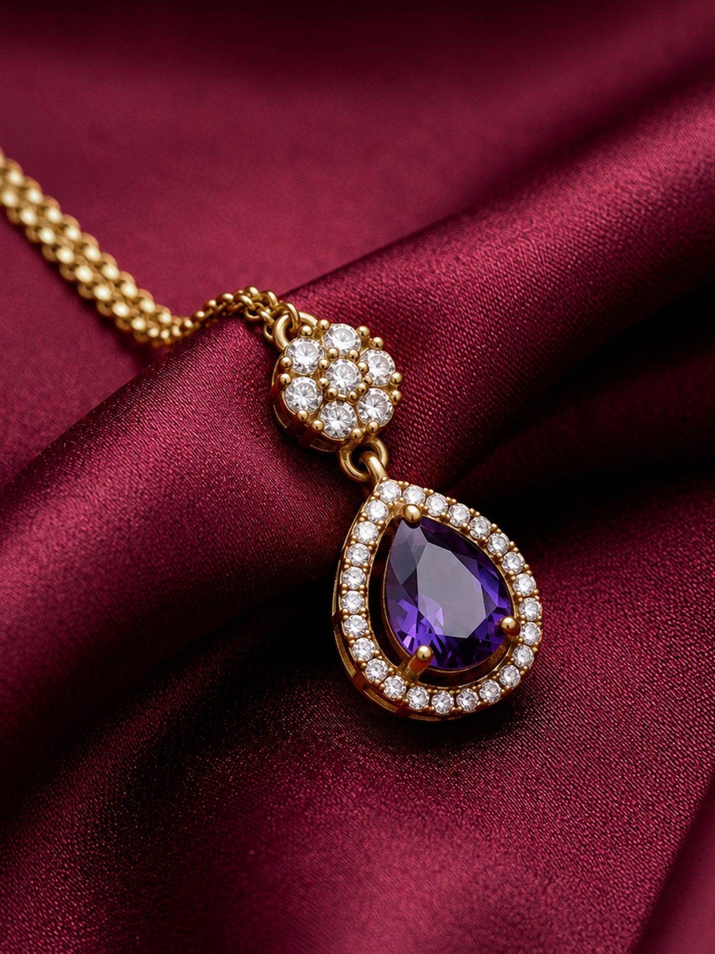 Antique Gold Plated Purple AD Maang Tikka for Women