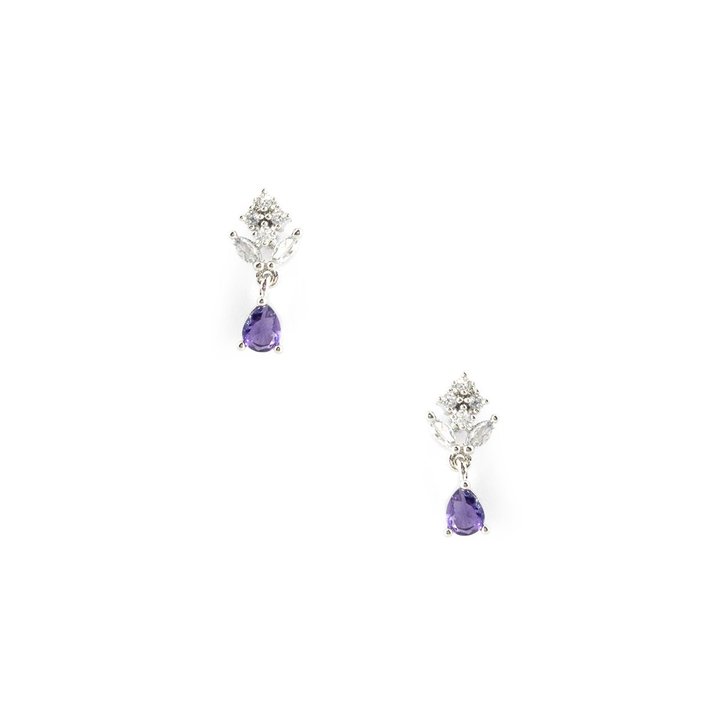 Silver Plated Purple Drop Earrings for Women