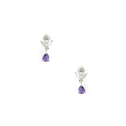 Silver Plated Purple Drop Earrings for Women
