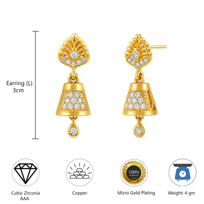 Micro Gold Plated AD Jhumki Earrings for Women