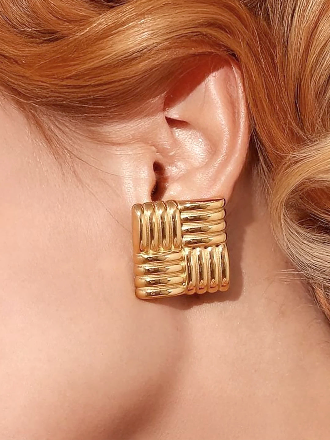 Stainless Steel Anti Tarnish Square Stud Earrings