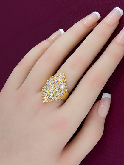 Gold Plated AD Adjustable Ring For Women