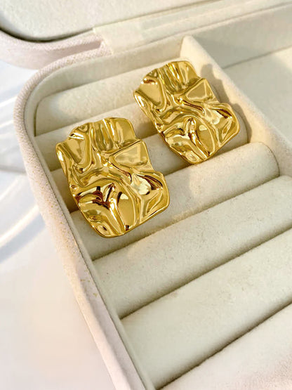 Stainless Steel Anti Tarnish Crushed Stud Earrings