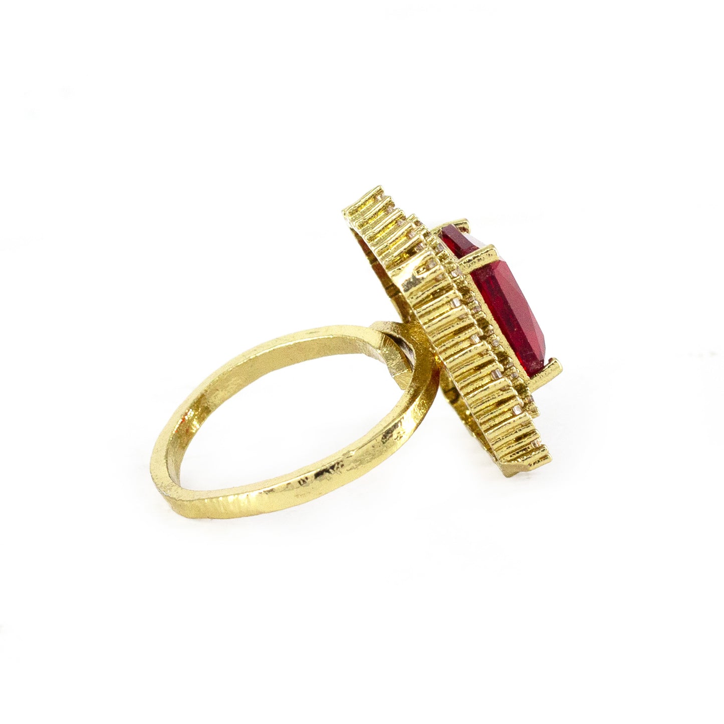 Gold Plated Red AD Adjustable Ring for Women