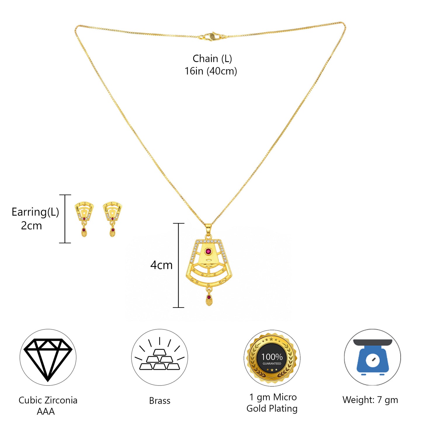 Micro Gold AD Pendant Set for Women