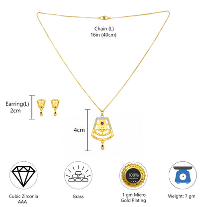 Micro Gold AD Pendant Set for Women