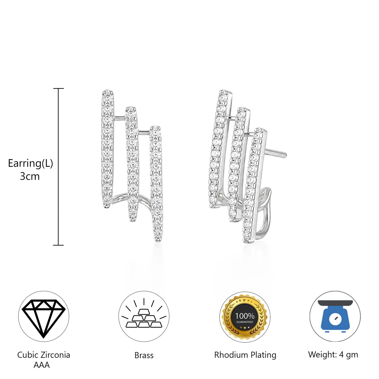 Silver Plated AD Studs Earring for Women