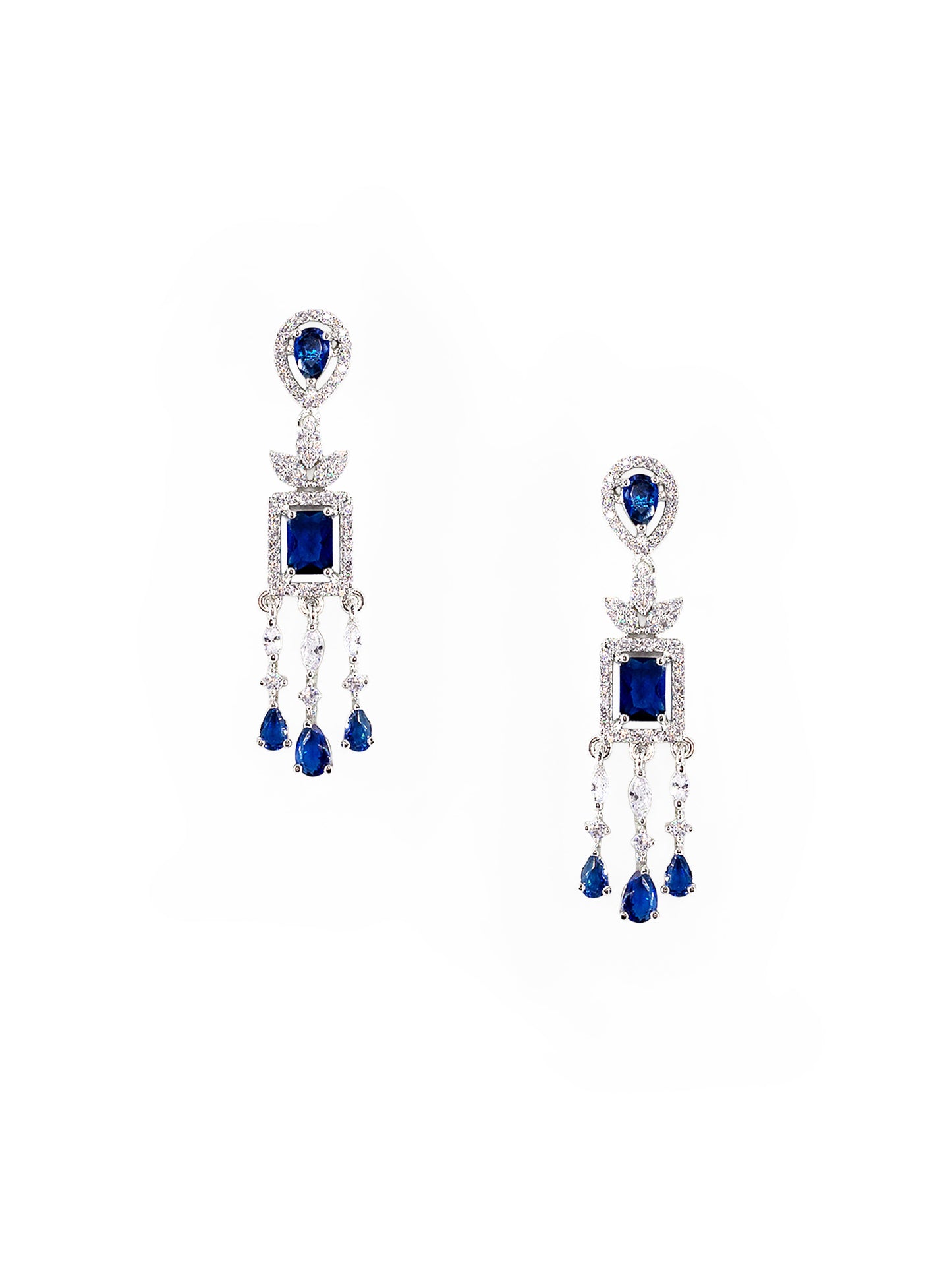 Silver Plated Blue AD Studded Jewellery Set