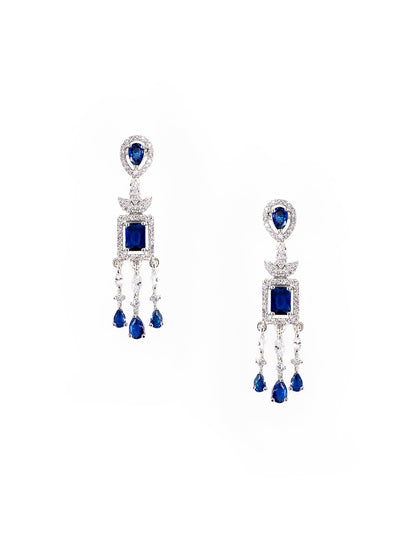 Silver Plated Blue AD Studded Jewellery Set