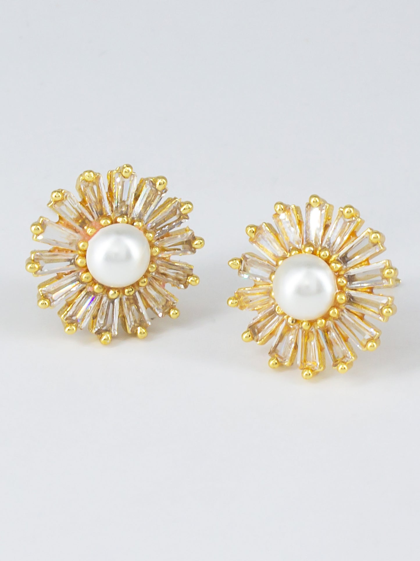 Gold Plated AD Minimal Stud Earrings for Women