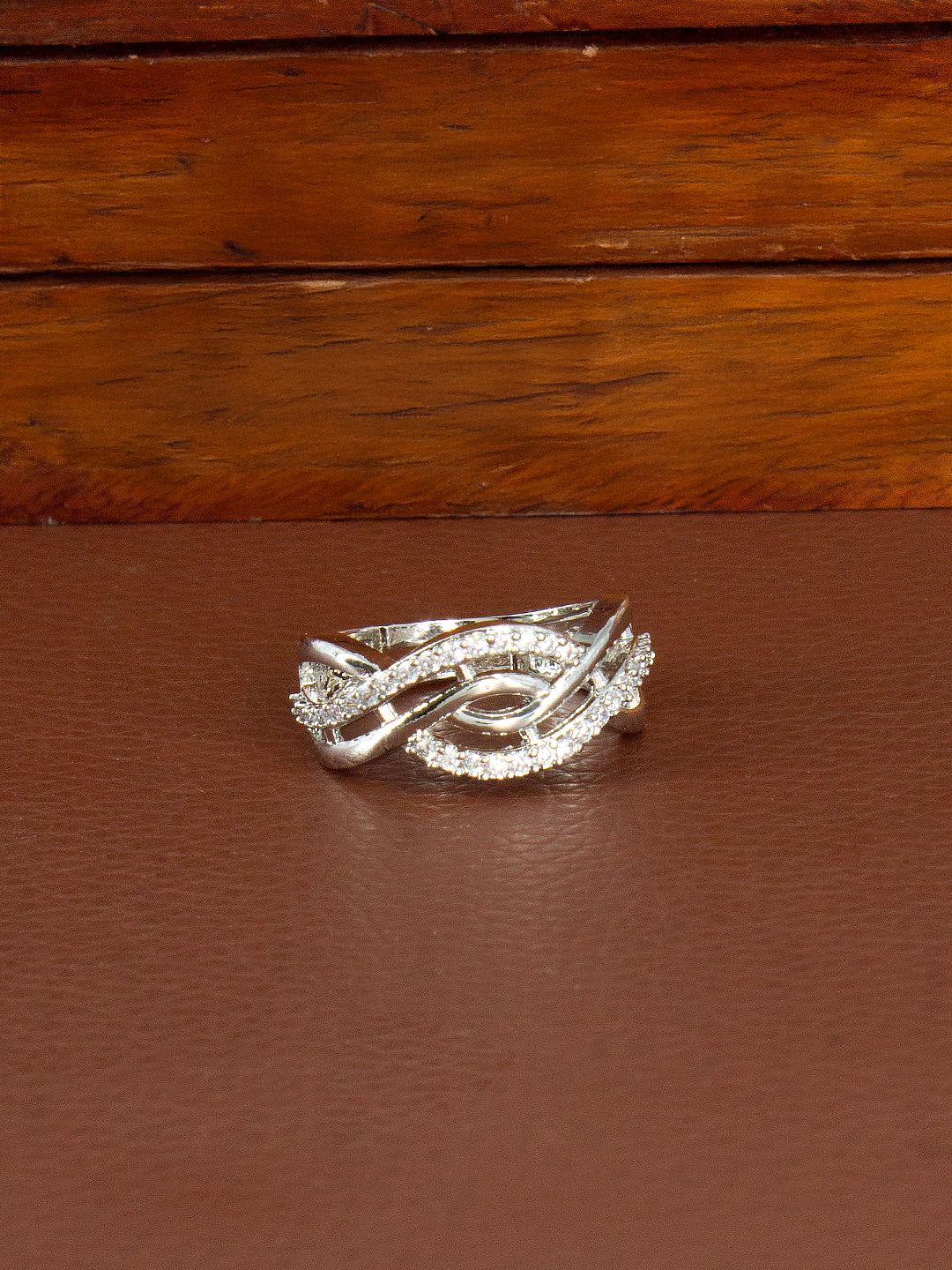 Silver Plated AD Minimal Band Adjustable Ring