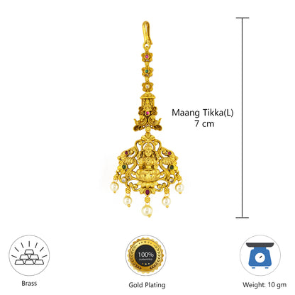 Gold Plated AD Temple Maang Tikka for Women