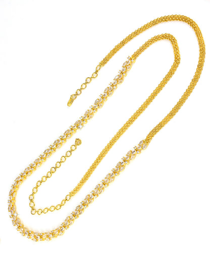 Gold Plated AD Sleek Designer Waist Chain For Women