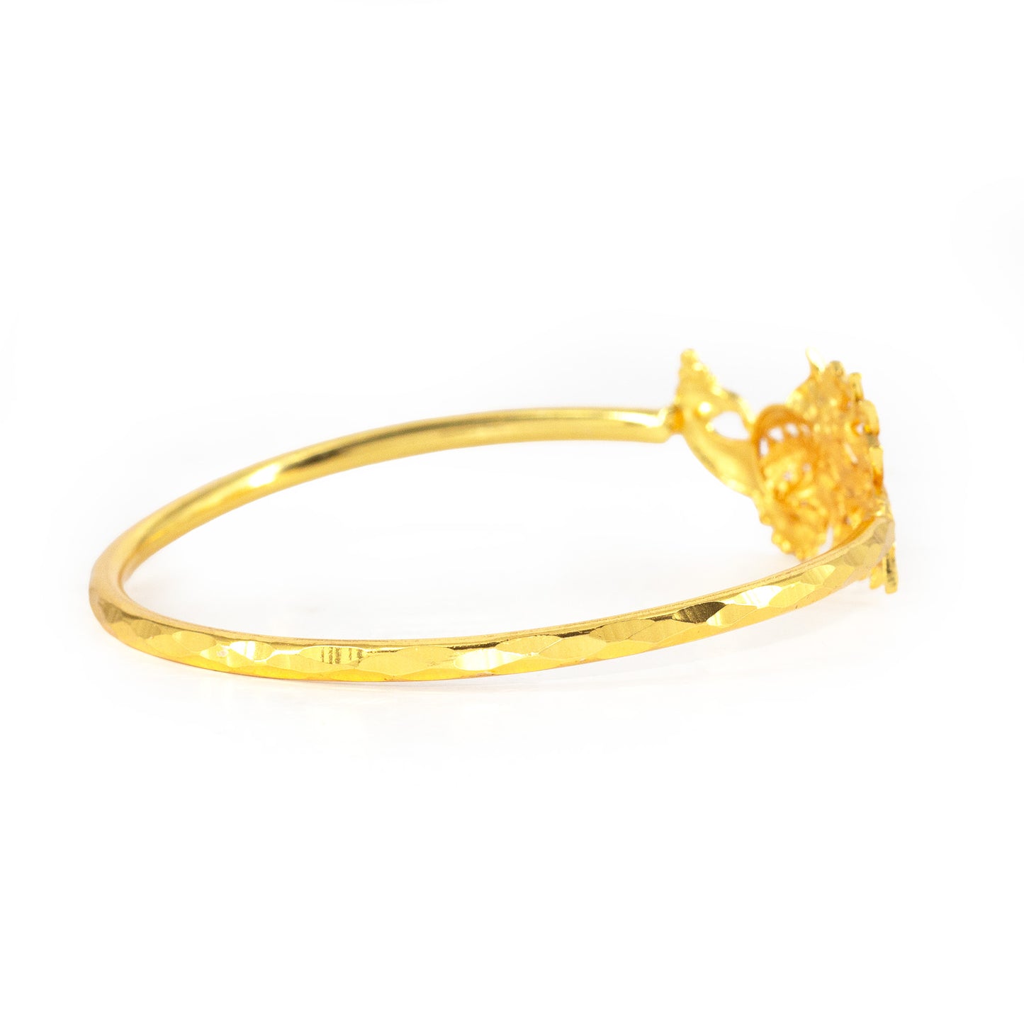 Gold Plated Peacock Temple Bangle Bracelet for Women