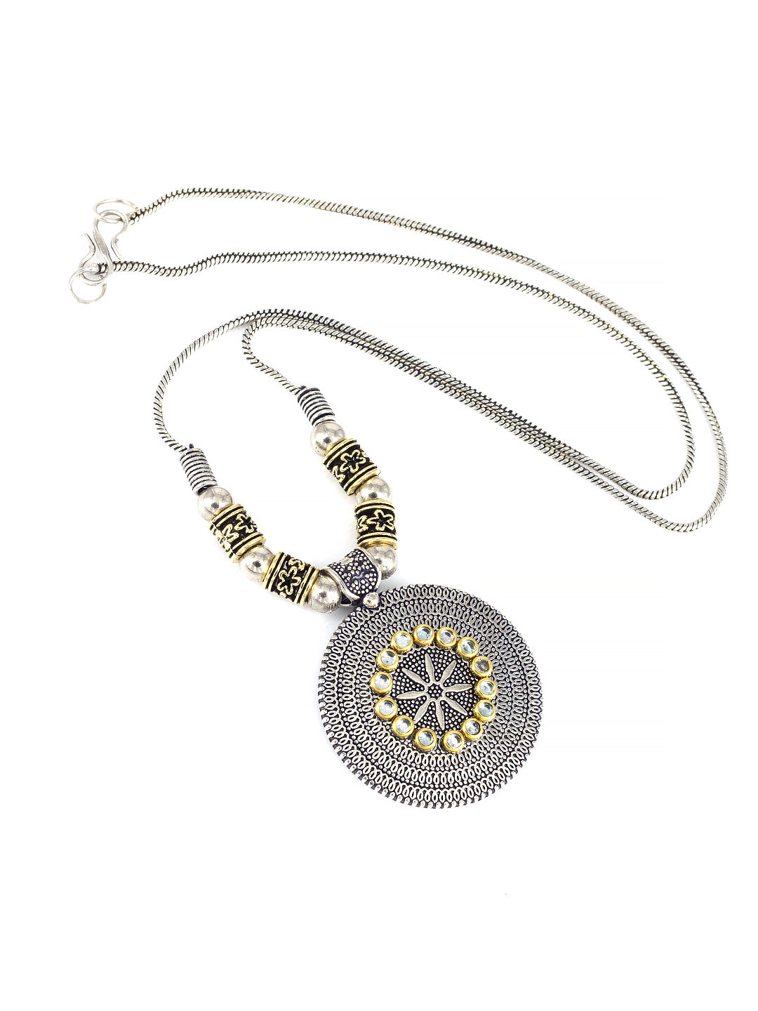 Oxidized Floral Chain Necklace