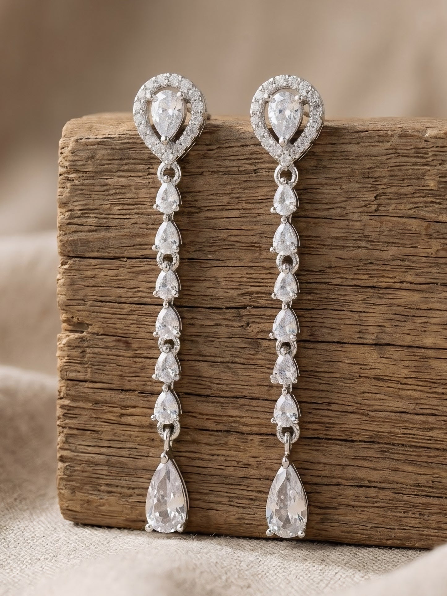 Silver Plated AD Drop Earrings for Women