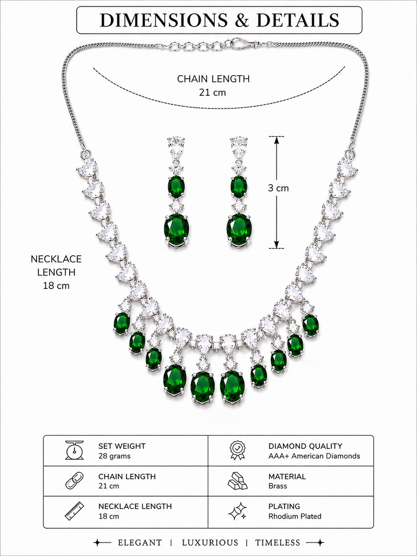 Silver Plated Green AD Choker Set for Women