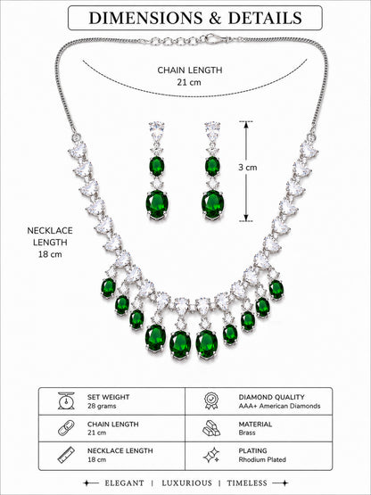 Silver Plated Green AD Choker Set for Women