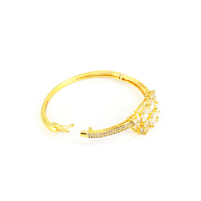 Gold Plated White AD Bangle Bracelet for Women