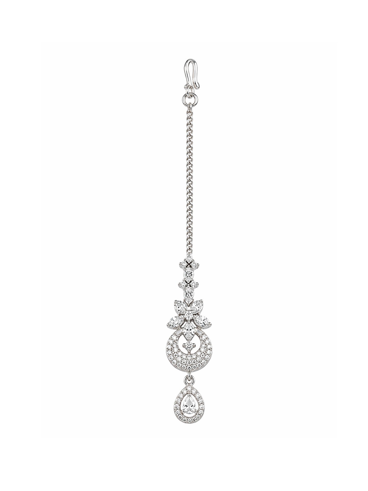 Silver Plated AD Maang Tikka for Women