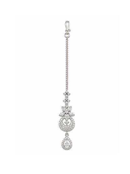 Silver Plated AD Maang Tikka for Women