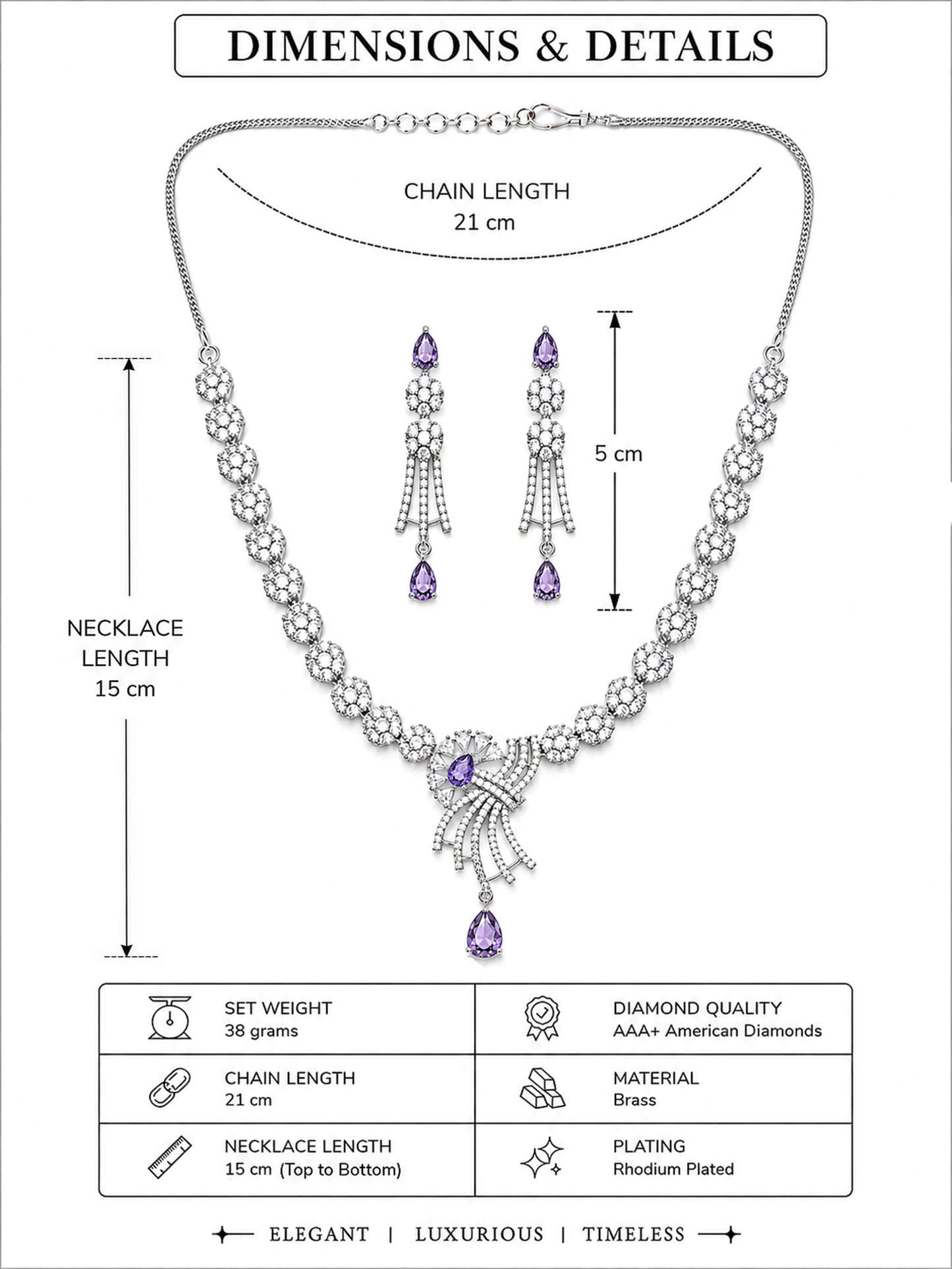 Silver Plated Purple AD Jewellery Set for Women