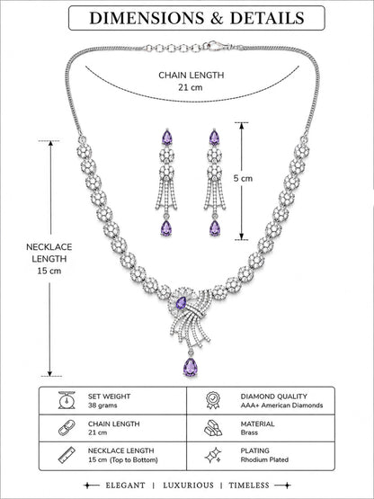 Silver Plated Purple AD Jewellery Set for Women