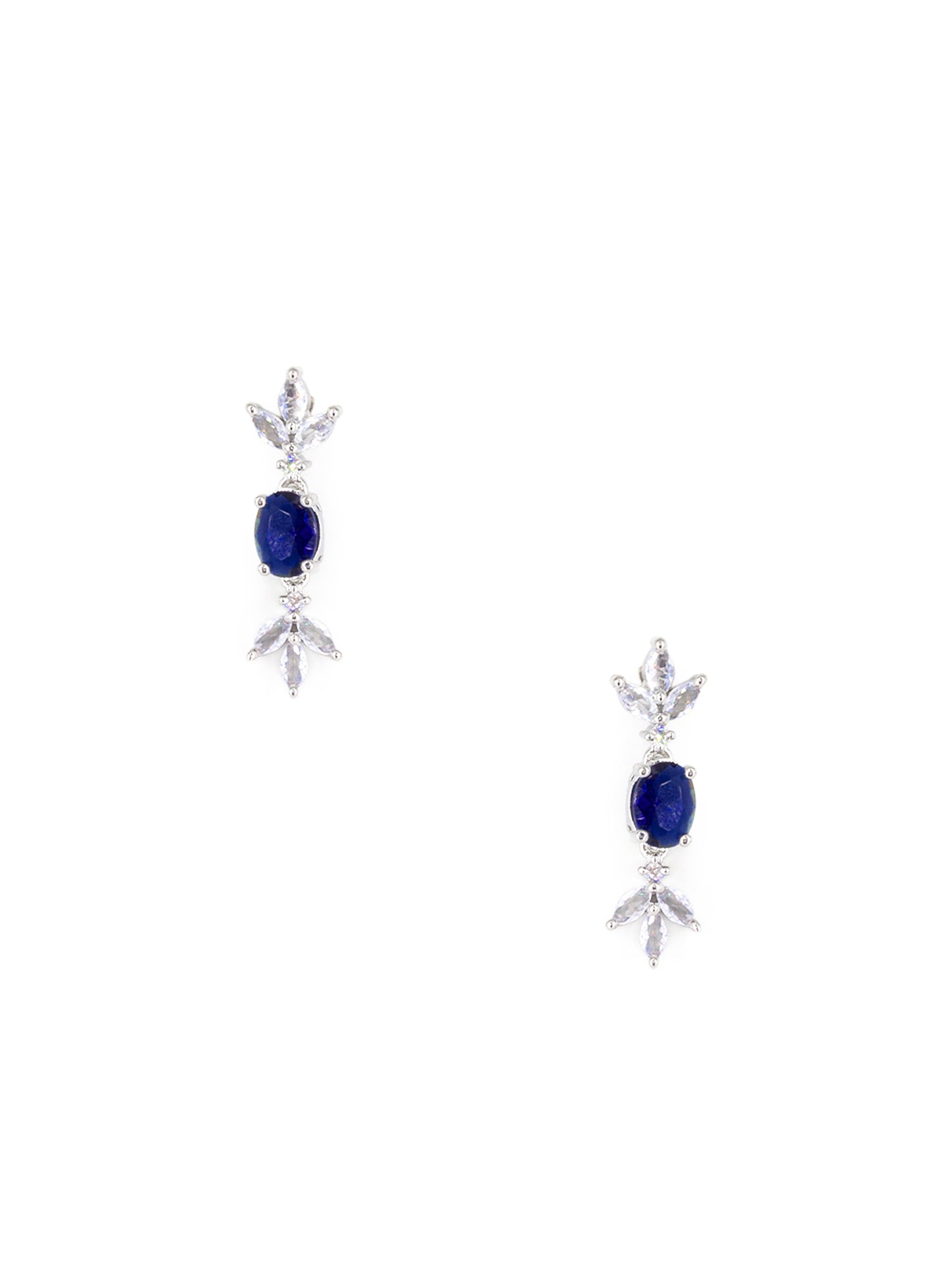 Rhodium Plated Blue AD Jewellery Set for Women