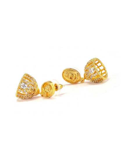 Gold Plated American Diamond Temple Jewellery Set